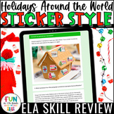 Christmas ELA Digital Skill Review Sticker Style Activity 
