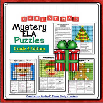 Preview of 4th Grade Christmas Color by Code ELA Mystery Pictures: Fourth Grade ELA Skills