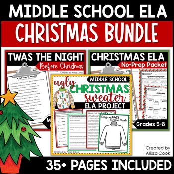 Preview of Christmas ELA and Reading Activities for Middle School | Holiday ELA