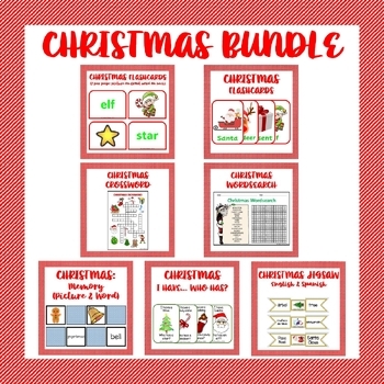 Preview of Christmas ESL Bundle - flashcards, games, worksheets...