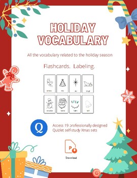 Preview of Christmas ESL EFL Vocabulary Worksheets. Flashcards. Holiday. Xmas.