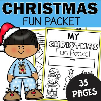 Preview of Christmas Packet Fun Worksheets Word Search Math & ELA Early Finishers Busy Work