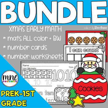 Preview of Christmas Early Math Centers Activities And Worksheets PreK Kindergarten BUNDLE