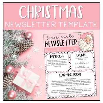 Preview of Christmas Editable Classroom Newsletter | December | Retro