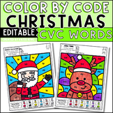 Christmas Editable Color by Code CVC Words Practice Mornin