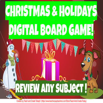 Preview of Christmas Activity Editable Review Game  Test Prep Math ELA Comprehension