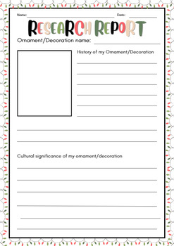 Preview of Christmas Editable Science Research Assignment - Chemistry of Christmas ornament