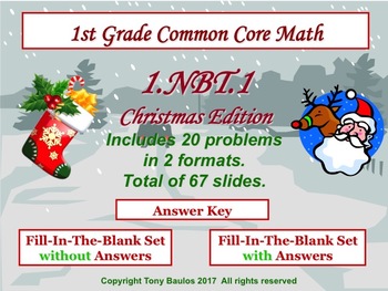 Preview of Christmas Edition 1st Grade Math 1.NBT.1 Extend The Counting Sequence