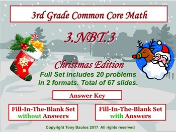 Preview of Christmas Edition 3rd Grade Math - 3.NBT.3 Multiply By Multiples Of 10