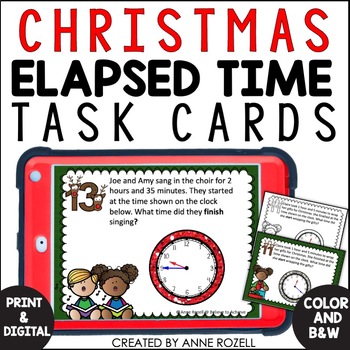 Preview of Christmas Elapsed Time Word Problem Task Cards