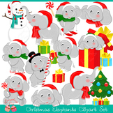 Christmas Elephant Clipart Set