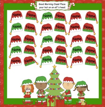 Preview of Christmas Elf Attendance Interactive Smartboard Morning