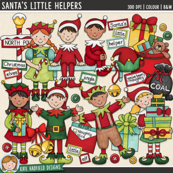 Preview of Christmas Elf Clip Art: Santa's Little Helpers (Kate Hadfield Designs)