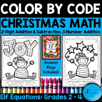 Christmas Math Activities Christmas Elf Equations Color By The Code Puzzles