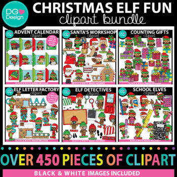 Preview of Christmas Elf Fun Clipart Growing Bundle | Christmas Clipart | Holiday Clipart