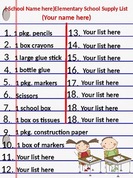 Classroom Supplies Wish List: Editable Supply List for Secondary ELA  Teachers