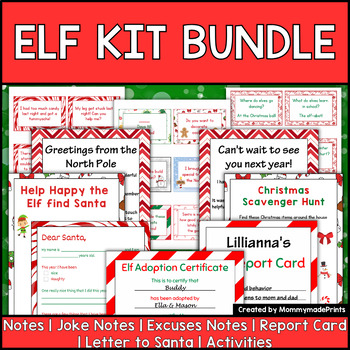 Preview of Christmas Elf Kit Notes. Elf Report Card. Santa Letter. Elf Adoption Certificate