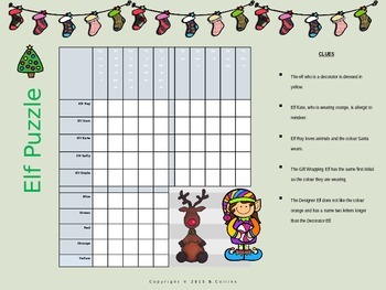 Preview of Christmas Elf Logic Puzzle