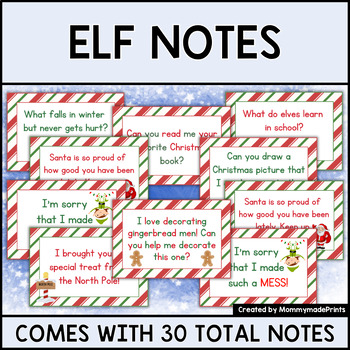 Christmas Elf Notes Set | Elf Excuse & Joke Cards by MommymadePrints