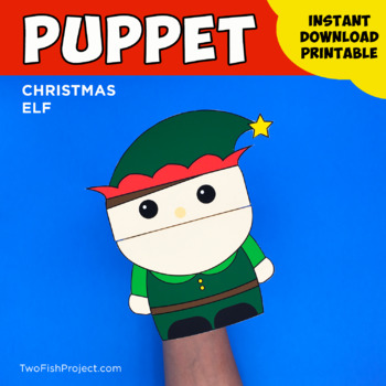 Christmas Elf Puppet, Santa's Helper Craft Activity, Winter Holiday ...