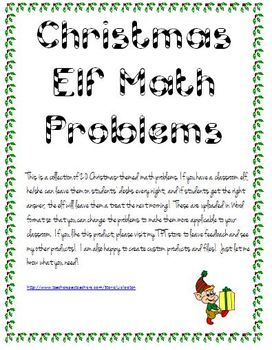 Preview of Christmas Elf Word Problems