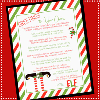 Christmas Elf on the Shelf Arrival Welcome and Goodbye Letter for Class