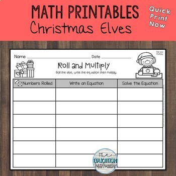 christmas elves multiplication worksheets quick print now tpt