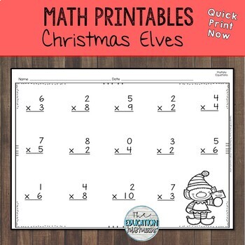 Christmas Elves Multiplication Worksheets | Quick Print Now | TPT