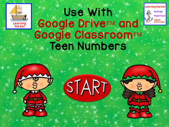 Preview of Christmas Elves Teen Numbers Tens Blocks and Ten Frames for Google Classroom™