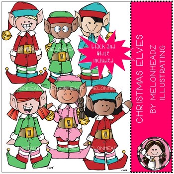 Christmas Elves clip art - Mini - Melonheadz Clipart by Melonheadz