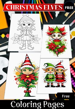 Preview of Christmas Elves free Coloring Pages | Christmas Elves free Coloring Sheet