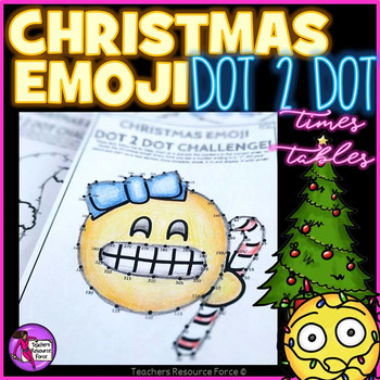 Preview of Christmas Math Differentiated Lesson Emoji Dot to Dot Times Tables
