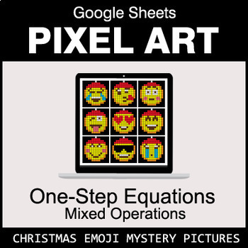 Preview of Christmas Emoji - One-Step Equations - Mixed Operations - Google Sheets 
