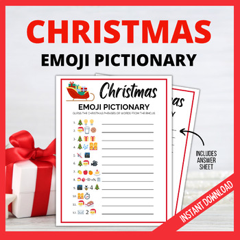 Christmas Emoji Pictionary, Printable Holiday Activity by Little HaloJ