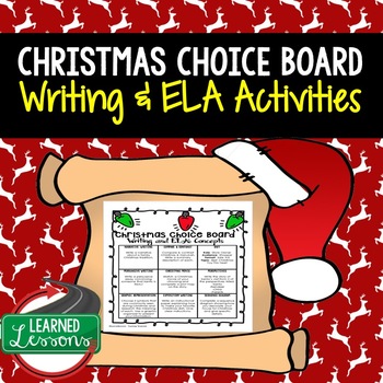 Preview of Christmas Activities, Christmas Writing, Christmas English Choice Board
