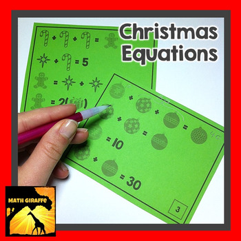 Preview of Christmas Equations | Fun Algebra Holiday Picture Puzzle Challenge Activity