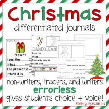 Preview of Christmas Errorless and Differentiated Journal Writing for Special Education