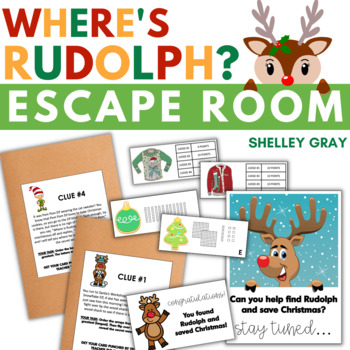Preview of Christmas Escape Room Activity for December - Where's Rudolph?