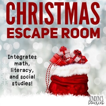 Preview of Christmas Escape Room First, Second, Third Math + Literacy + Social Studies
