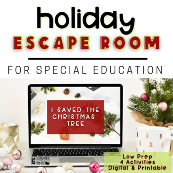Preview of Christmas Escape Room For Special Education | Christmas Tree | Holiday Puzzle