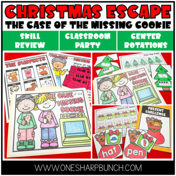 Preview of Christmas Escape Room Gingerbread Man Activities and Centers | Christmas Party