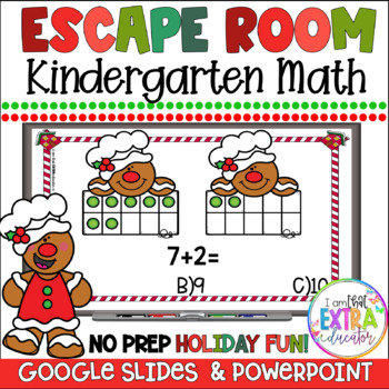 Preview of Christmas Escape Room | Kindergarten Math | Gingerbread No Prep Activities