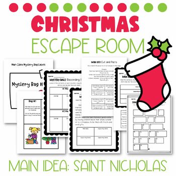 Preview of Christmas Escape Room: Main Idea and Details with Saint Nicholas