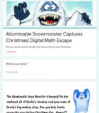 Christmas Escape Room: Math 3rd or 4th Grade Abominable Sn