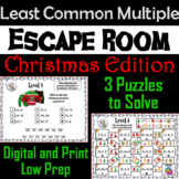 Christmas Escape Room Math: Least Common Multiple Game 4th
