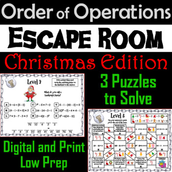Preview of Christmas Escape Room Math: Order of Operations Game (4th 5th 6th 7th Grade)