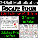 Christmas Escape Room Math: Two Digit Multiplication Game 