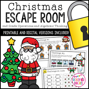 Preview of Christmas Escape Room | 2nd Grade Math | Operations and Algebraic Thinking