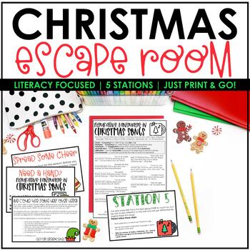 Preview of Christmas Escape Room [Print & GO! | Literacy | ELA | Reading]