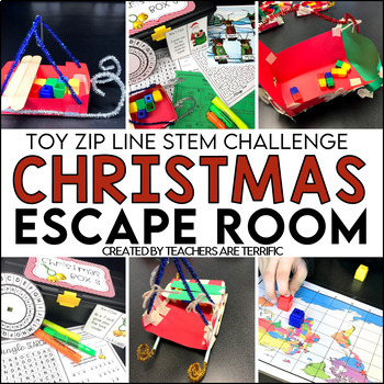 Preview of Christmas Escape Room Engaging Upper Elementary Activity